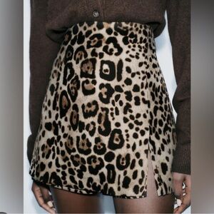 Zara High Waist Leopard Skirt